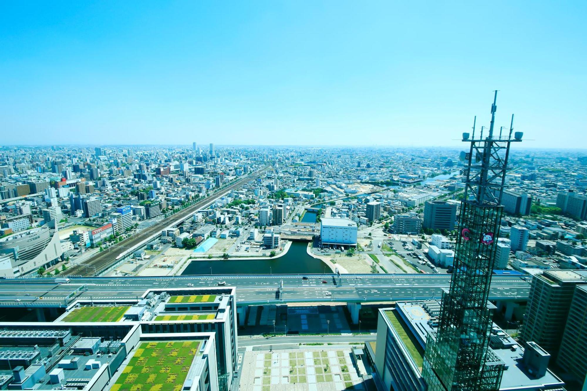 Nagoya Prince Hotel Sky Tower Kültér fotó View of the city from the top of the hotel